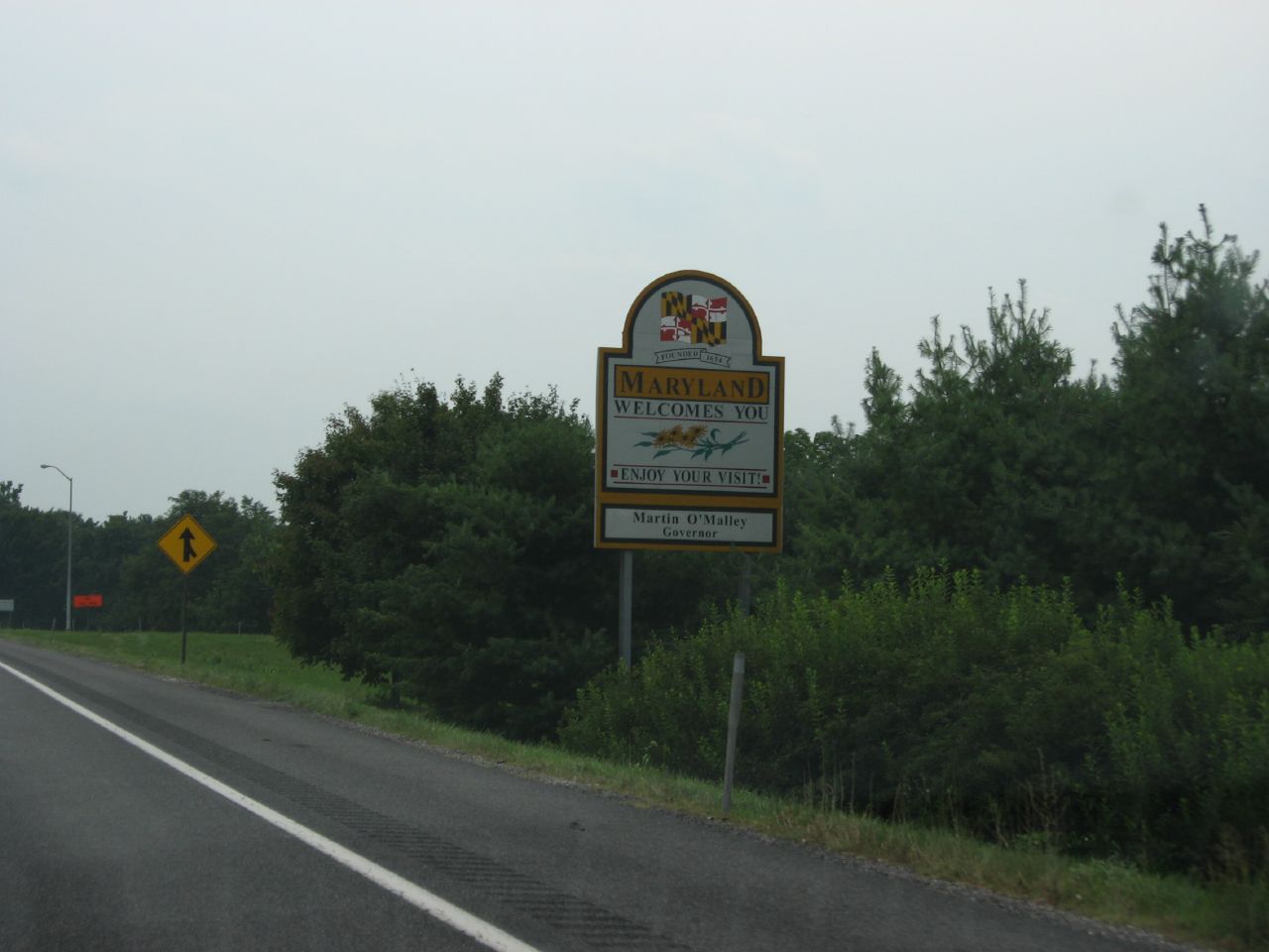 Letrero Welcome to Maryland en la Interestatal 81, entrada al estado donde sacamos placas temporales